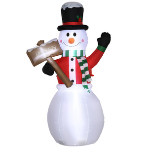 Outsunny 180 cm Aufblasbarer Schneemann mit Schild Weihnachtsdeko mit LED-Licht