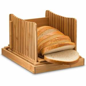 Brotschneidemaschine aus Bambus für selbstgebackenes Brot, Laib, Laib, Kuchen, Bagel, Toast