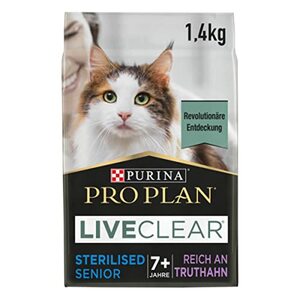 PURINA PRO PLAN LIVECLEAR Sterilised Senior 7+ Katzenfutter trocken für sterilisierte Katzen, reich an Truthahn, 6er Pack (6 x 1,4kg)
