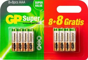 GP Batteries »AAA Micro Super Alkaline Batterie, 1,5V, 16 Stück (8+8)« Batterie, (1,5 V, 16 St)