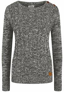 OXMO Phia Damen Strickpullover Grobstrick Pullover, Größe:L, Farbe:Dark Grey (792890)