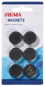 SIGMA Magnet, Ø 24 mm, schwarz, 6 Stück