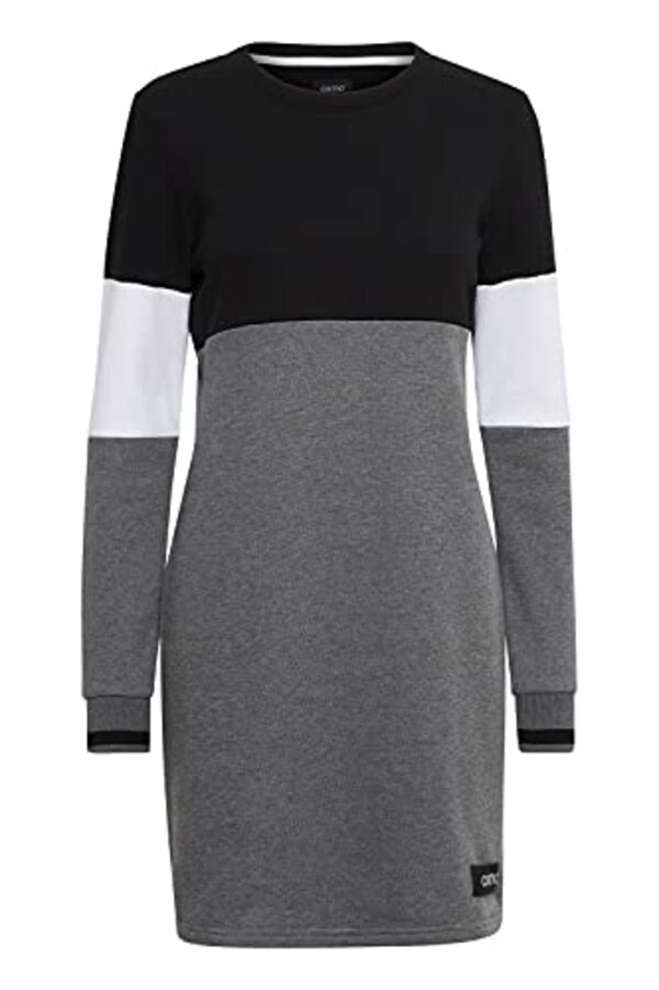 Bild 1 von OXMO Omila Damen Sweatkleid Freizeitkleid Kleid Langarm Regular Fit, Größe:L, Farbe:Black (194007)