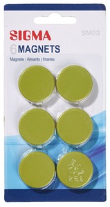 SIGMA Magnet,  Ø 32 mm, hellgrün, 6 Stück