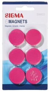 SIGMA Magnet,  Ø 32 mm, rosa, 6 Stück
