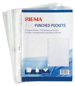 SIGMA Prospekthüllen, DIN A4, 60µ, genarbte Oberfläche, 100 Stück