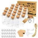 Bild 1 von RUBY 24pcs 25ml Mini Glasflaschen mit Korken - 30 x 60mm Reagenzglas mit Korken, Kleine Glasflaschen mit Korken, Kleine Flaschen, Glasfläschchen Kit - Herzanhänger, Karten, Trichter, Seil