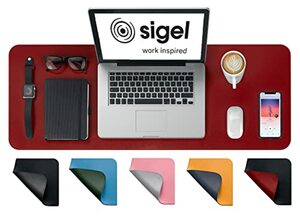 SIGEL SA603 Schreibtischunterlage - rollbar - wasserdicht - rutschfest - hochwertiges Lederimitat - rot, schwarz - doppelseitig - 80 x 30 cm