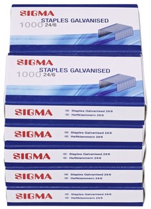 SIGMA Heftklammern 24/6, 10 x 1000 Stück, silber