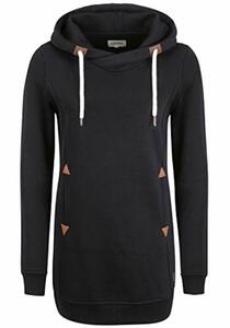 OXMO Vicky Hood Long Damen Kapuzenpullover Hoodie Pullover mit Kapuze, Größe:S, Farbe:Black (799000)