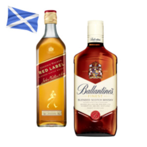 Ballantines Finest Scotch Whisky, Johnnie Walker Red Label Whisky oder Kilbeggan Finest Irish Whiskey