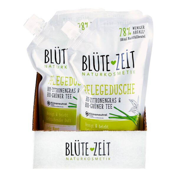 Bild 1 von Blütezeit Duschgel Bio-Zitronengras & Bio-Grüner Tee Nachfüller 500 ml, 6er Pack