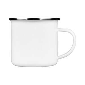 Emaille Tasse individuell bedruckbar aus Stahlblech, Panorama, 300 ml, weiß