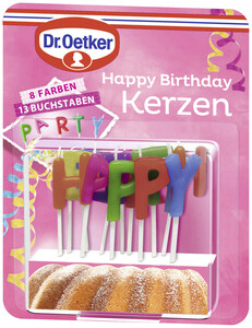Dr.Oetker Happy Birthday Kerzen 8 Farben 13 Buchstaben