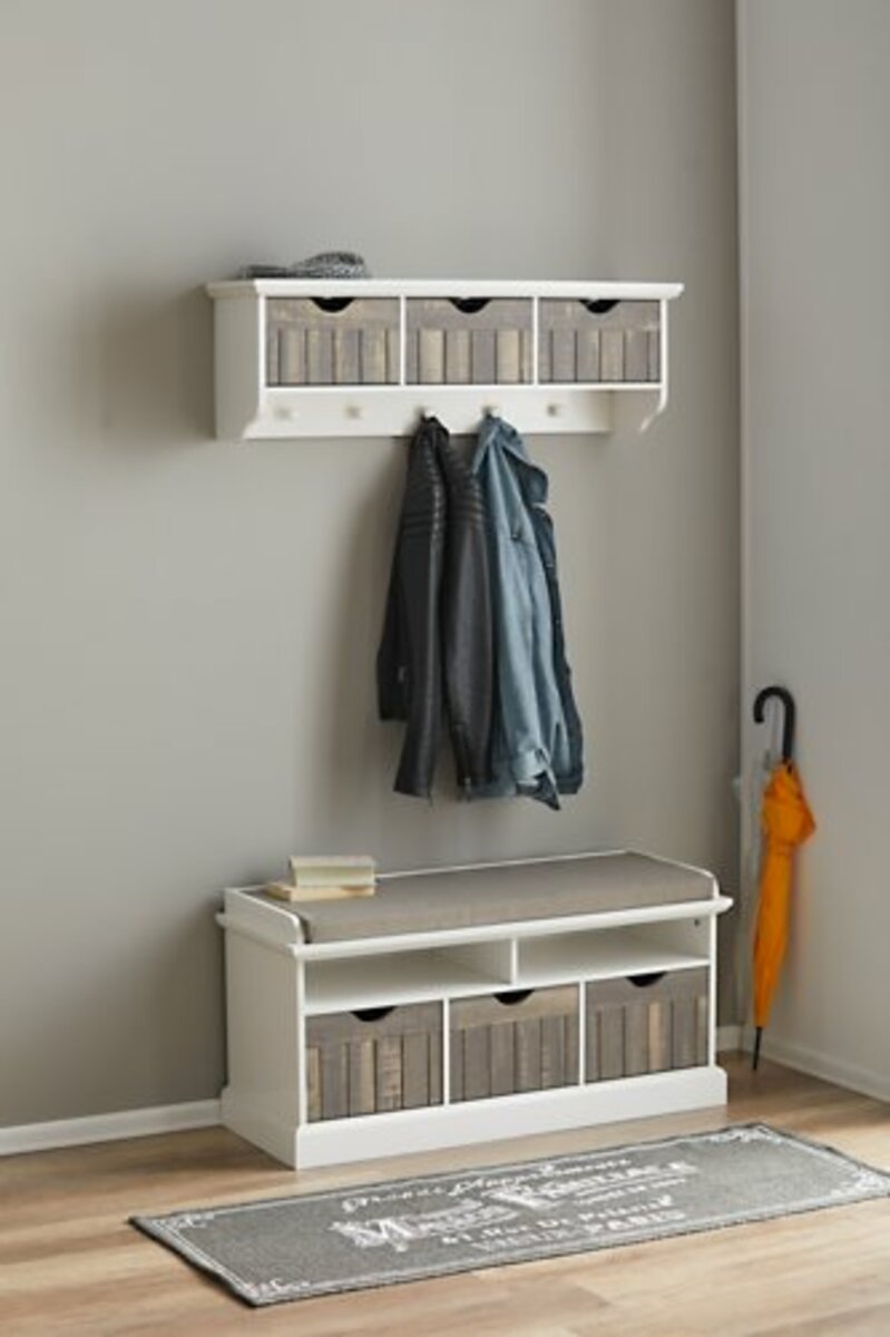 Bild 4 von Sitzbank OLDEKROG 3 Schubladen weiß/grau