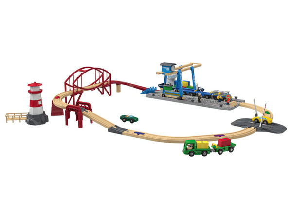 Bild 1 von Playtive Containerhafen Eisenbahn-Set, aus Echtholz