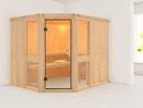 Bild 1 von Karibu Indoor-Sauna »Helsinki«, mit Eckeinstieg, 9 kW Ofen