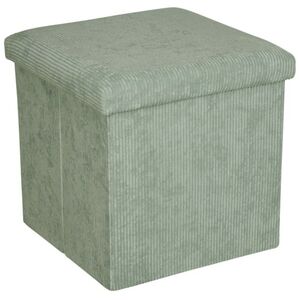Sitzbox JONNY 38 x 38 cm Cord grün - Inkl. Deckel - gepolstert - Stauraum - max. Belastbarkeit 120 kg