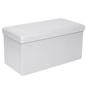 Sitzbox JONNY 76 x 38 cm Lederlook weiß - Deckel/Sitz gepolstert
