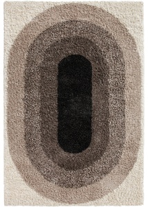 Hochflor Teppich mit ovalem Muster