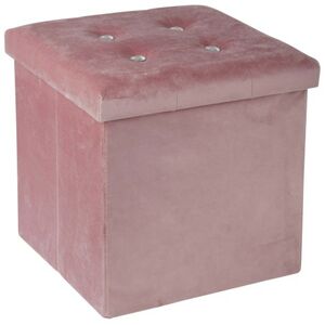 Sitzbox JONNY 38 x 38 cm Samt rosa - Mit gepolstertem Deckel/Sitz