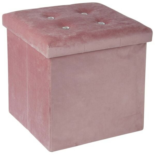 Bild 1 von Sitzbox JONNY 38 x 38 cm Samt rosa - Mit gepolstertem Deckel/Sitz