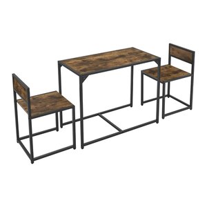 Juskys Küchentisch Set mit Esstisch & 2 Stühlen - Industrial Design, platzsparend - Antike Holzoptik