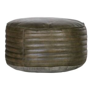 INTERhome Pouf BARCELONA 50 x 30 cm grün - Bezug Leder grün - Füllung Baumwolle - Durchmesser 50 cm - Höhe 30 cm