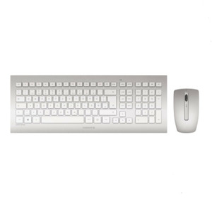 CHERRY DW 8000 kabelloses Tastatur- und Maus-Set, silber / weiß, mit abriebfester Laserbeschriftung
