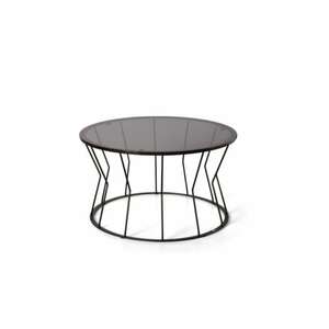 Musterring Couchtisch FABIA 80 x 40 cm schwarz - Metall schwarz lackiert - Tischplatte Glas Rauchglas schwarz - rund - Durchmesser 80 cm - Höhe 40 cm