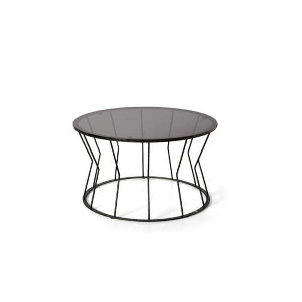 Bild 1 von Musterring Couchtisch FABIA 80 x 40 cm schwarz - Metall schwarz lackiert - Tischplatte Glas Rauchglas schwarz - rund - Durchmesser 80 cm - Höhe 40 cm