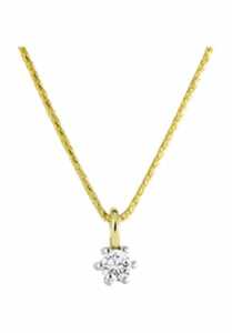 MONCARA Damen Kette mit Anhänger, 375er Gelbgold mit 1 Diamant, ca. 0,10 Karat