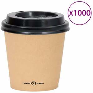 Fimei - Kaffee-Pappbecher mit Deckeln 1000 Stk. 120 ml Braun
