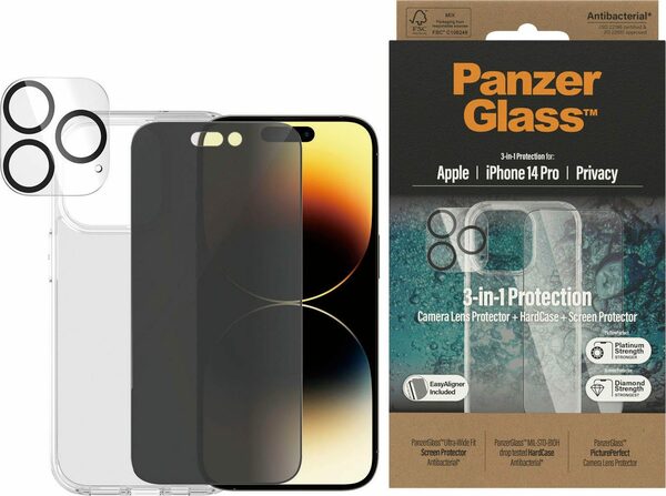Bild 1 von PanzerGlass »Set: Privacy Glass+Case - iPhone 14 6,1 Pro«, Displayschutzglas
