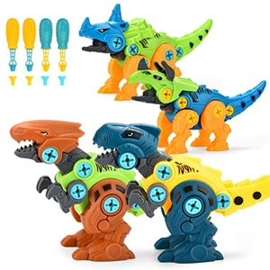 ALLCELE Dinosaurier Montage Spielzeug, 4 Stück DIY Dinosaurier Figuren Set mit Schrauben Pädagogisches Dino Spielzeug ab 3 4 5 6 7 Jahren Geschenke für Kinder Jungen und Mädchen