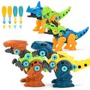 Bild 1 von ALLCELE Dinosaurier Montage Spielzeug, 4 Stück DIY Dinosaurier Figuren Set mit Schrauben Pädagogisches Dino Spielzeug ab 3 4 5 6 7 Jahren Geschenke für Kinder Jungen und Mädchen