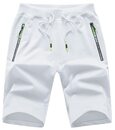 Bild 1 von YuKaiChen Herren Kurze Hosen Herren Freizeit Shorts Sommer Baumwolle Stretch Leicht mit Reißverschluss Elastische Taille Weiß 32