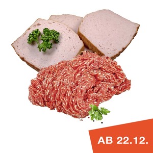 HACKFLEISCH, GEMISCHT aus Schweine- und Rindfleisch oder LEBERKÄSEje 1 kg
