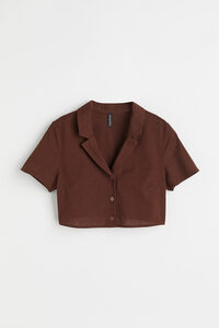 H&M Cropped Bluse Dunkelbraun, Freizeithemden in Größe 42. Farbe: Dark brown
