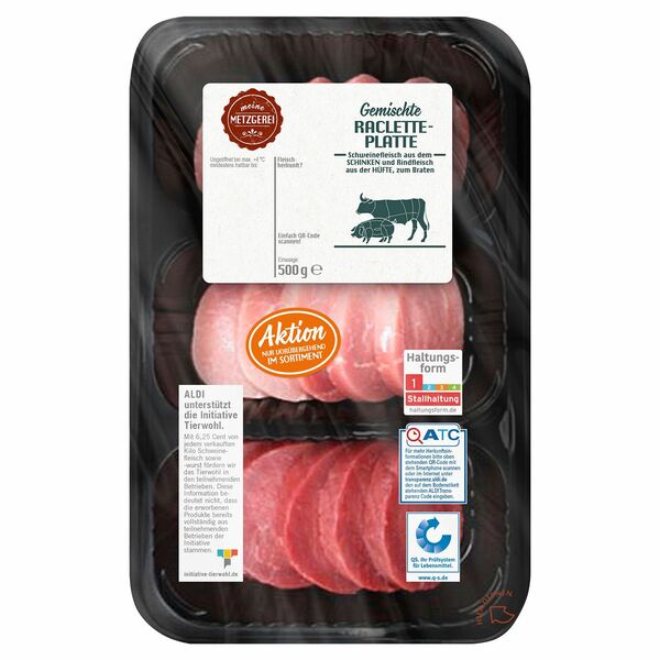Bild 1 von MEINE METZGEREI Raclette-Platte vom Schwein und Rind 500 g
