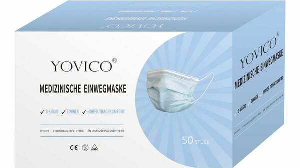 Bild 1 von YOVICO Medizinische Einwegmaske blau