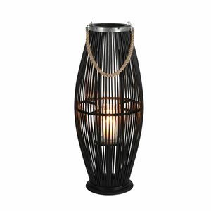 Bambuslaterne mit Glaswindlicht 72cm Schwarz