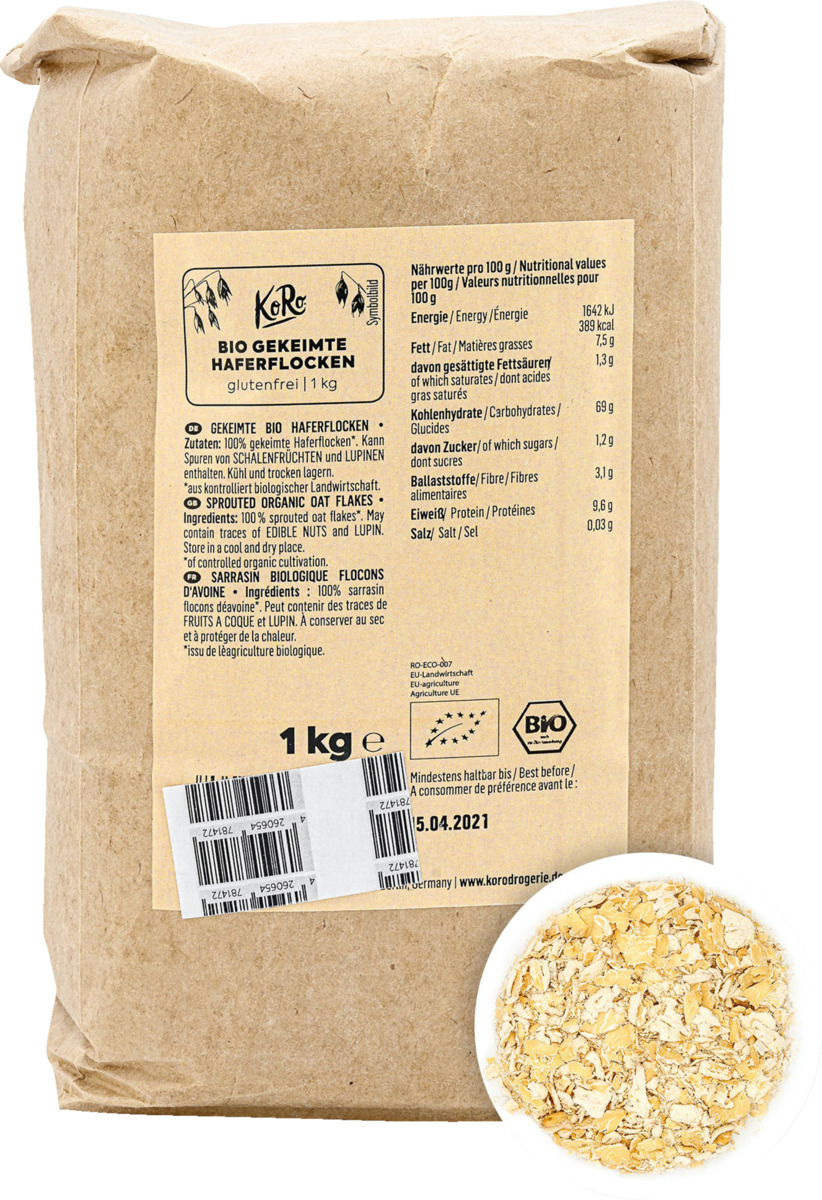 Bild 1 von KoRo Bio Gekeimte Haferflocken