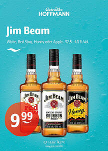 Jim Beam White, Red Stag, Honey oder Apple
32,5 - 40 % Vol.