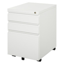 Bild 1 von Vinsetto Rollcontainer mit 3 Schubladen Aktenschrank Büroschrank mit Rädern Bürocontainer mit konkavem Griff für Home-Office Stahl Weiß 39 x 48 x 60