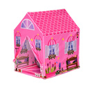 Bild 1 von HOMCOM Kinderspielhaus Prinzessin Spielzelt Hausmuster 2 Türen ab 3 Jahren Rollenspiel Polyester Rosa 93 x 69 x 103 cm