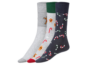 LIVERGY Herren Socken, 3 Paar, mit weihnachtlichen Motiven