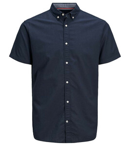 JACK & JONES Herren Button-Down-Hemd Baumwoll-Shirt mit Leinen-Anteil Summer Shirt Blau