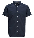 Bild 1 von JACK & JONES Herren Button-Down-Hemd Baumwoll-Shirt mit Leinen-Anteil Summer Shirt Blau