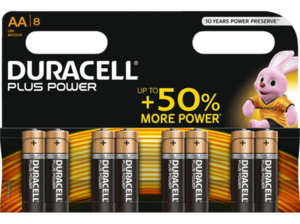 DURACELL Plus Power AA Mignon Batterie, Alkaline, 1.5 Volt 8 Stück